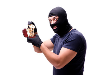 Robber wearing balaclava isolated on white