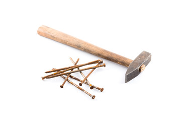 old hammer and nails