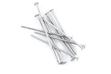 Metal nails on white