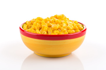 sweet canned corn in bowl