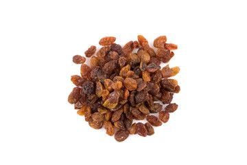 Sweet raisins on white