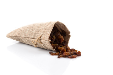 Sweet raisins on white
