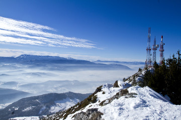 Beautiful mountain ways,mountain views,mountain landscapes,skylines and nature during winter season on a snowy day