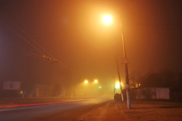 night street in the fog