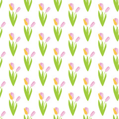 Obraz premium Spring flowers seamless pattern. Vector illustration.