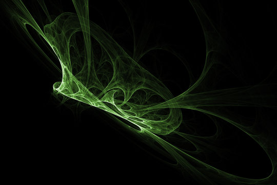 Green butterfly design. Abstract background. Isolated on black background.