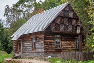 old wooden house in a Nowogrod museum of Polish village life