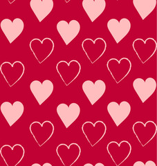 Vector pattern with hand drawn hearts