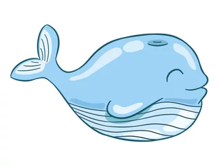 Crédence de cuisine en verre imprimé Baleine Smiling little whale on white background.