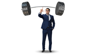 Businessman under  heavy burden of taxes