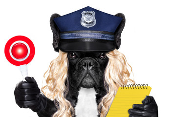 policewoman dog with  ticket fine