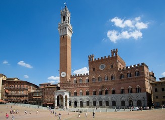 Obraz premium Historic city Siena with tower Torre del Mangia, Tuscany, Italy