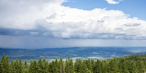 Carpathians mountains landscape rain