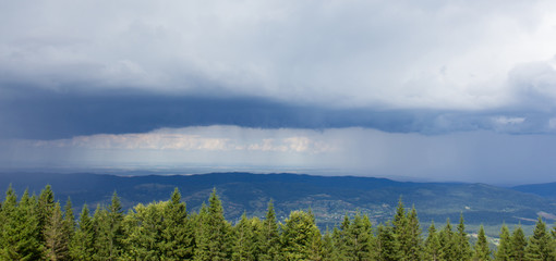 Carpathians mountains landscape rain