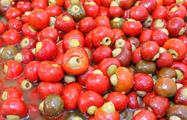 red peppers stuffed with ripe olives typical dish of the cuisine