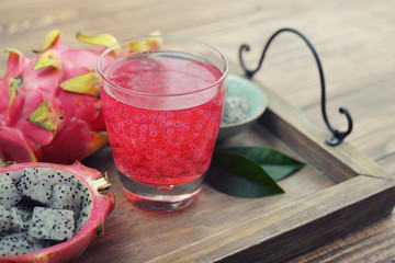 Basil seed drink in glass