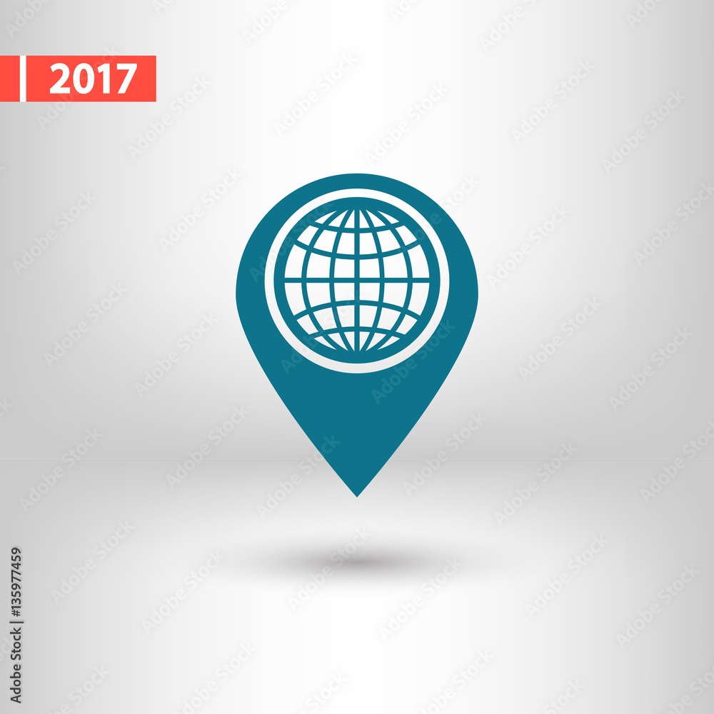 Poster map pointer flat icon, vector illustration. flat design style