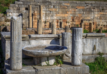 ruins of Arsinoe spring in ancient Messina, Greece
