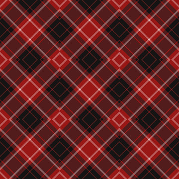 seamless red, black diagonal tartan, white stripes