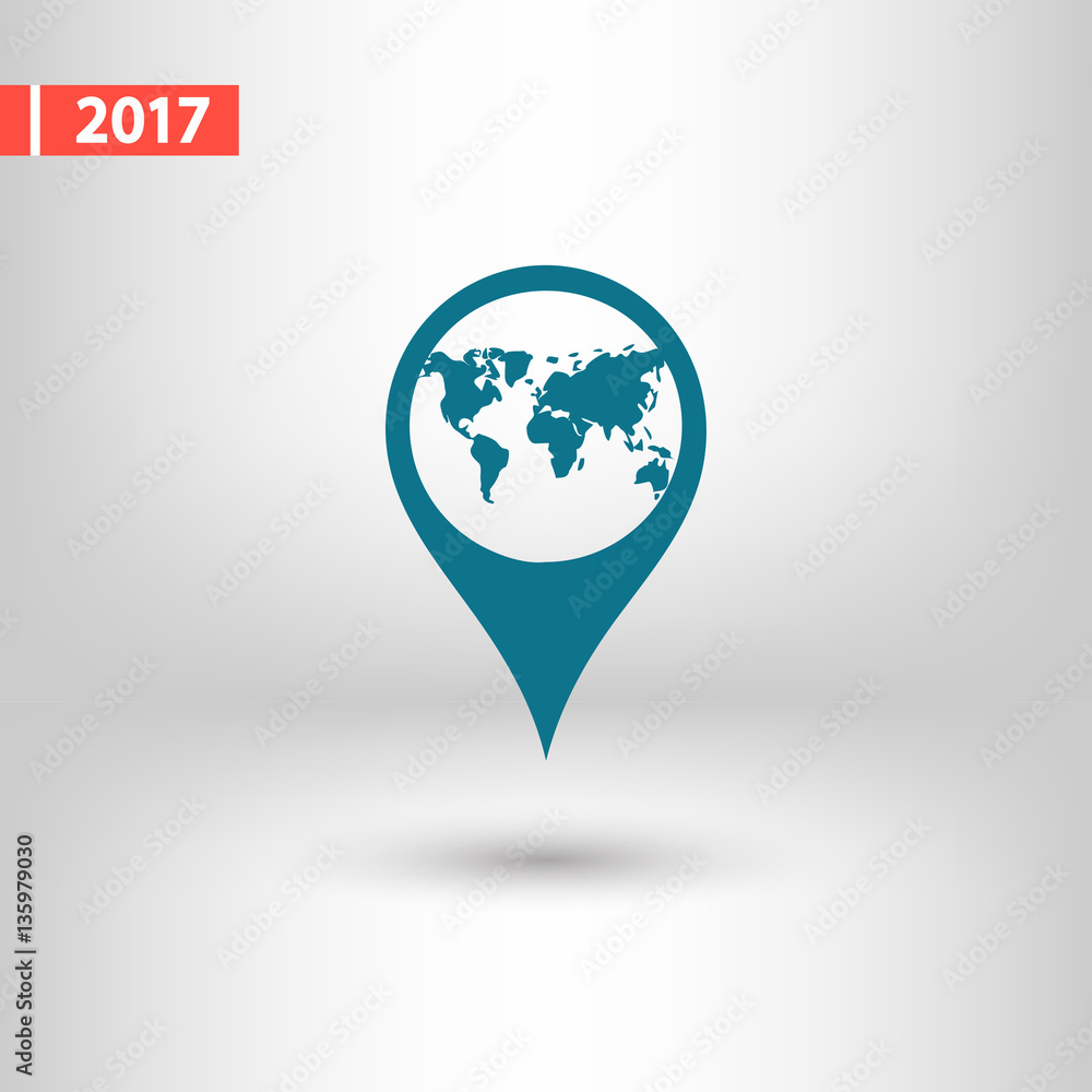 Poster map pointer flat icon, vector illustration. flat design style