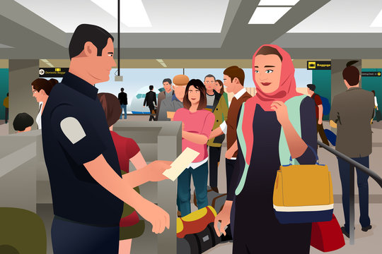 People Being Checked by Custom in the Airport