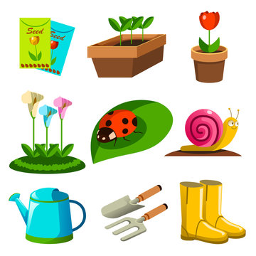 Spring Season Gardening Icons