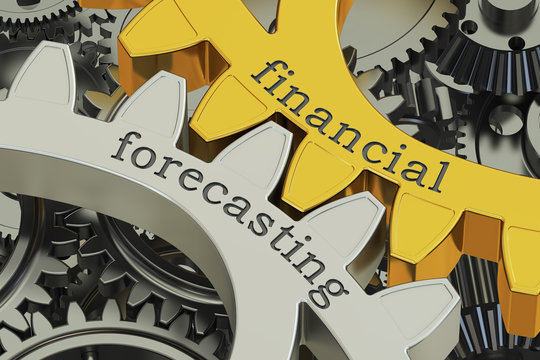 Financial Forecasting concept on the gearwheels, 3D rendering