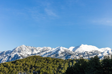 mount Taygetos covered by snow