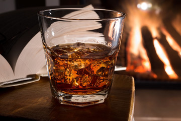 liquor glass with ice