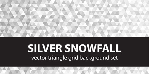 Triangle pattern set "Silver Snowfall". Vector seamless backgrounds