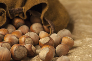 Hazelnuts and pouch