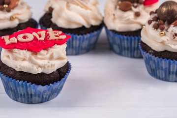 Birthday cupcake. Cupcakes for Valentine's Day.  heart.