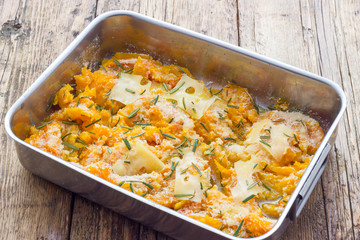 Cooking pumpkin baked with cheese