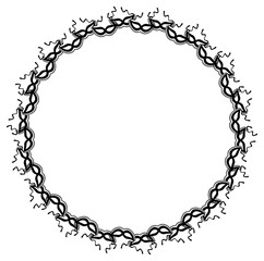 Silhouette round frame with carnival masks. Vector clip art.