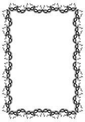 Black and white silhouette  frame with carnival masks. Vector clip art.
