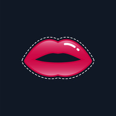 Bright glamorous lips icons, isolated vector illustration, female glossy lips different colors. Useful for design logo, website,wrapping paper, wrap box, textile, cover, sticker, poster summer party