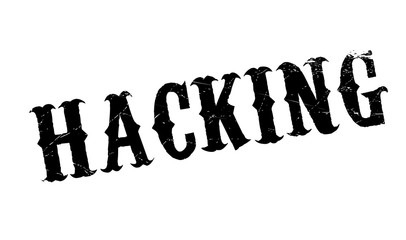 Hacking rubber stamp. Grunge design with dust scratches. Effects can be easily removed for a clean, crisp look. Color is easily changed.