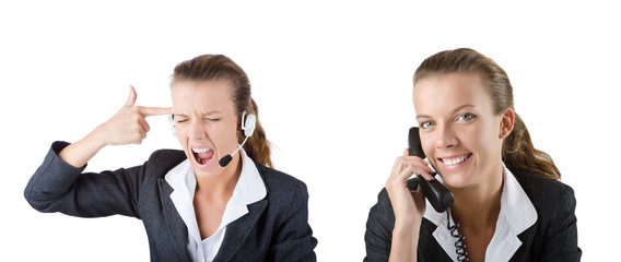 Call center assistant responding to calls