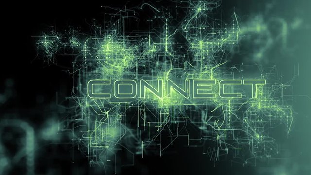Animated Corporate Buzz Word on Background of Connecting Nodes & Lights