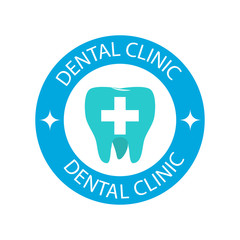 Vector dental stomatology clinic badge icon.