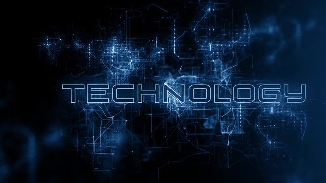 Animated Corporate Buzz Word on Background of Connecting Nodes & Lights
