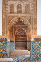 Interior of the Saadian tombs in Marrakech, Morocco. Date back from the time of the sultan Ahmad...
