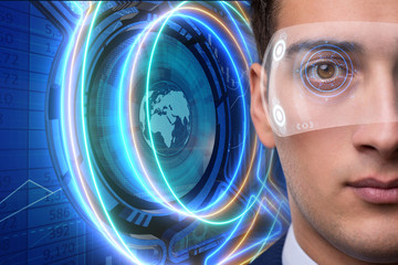 Futuristic vision concept with businessman