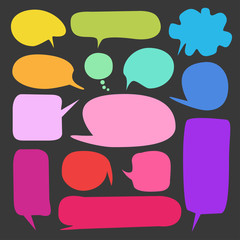 Set of speech bubbles on black background
