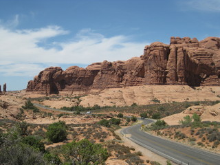 Main road at Arches National Park in Utah