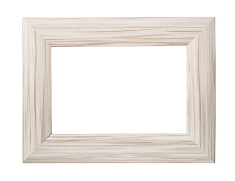 Blank white wooden photo frame.