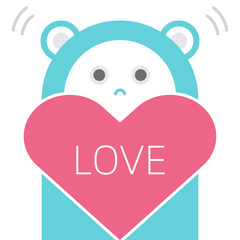 Cute Bear holding a heart with text.