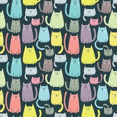 Cats seamless vector pattern - 135988263