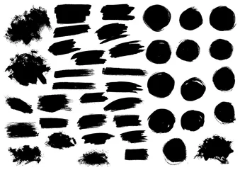 Fotobehang Black watercolor paint marker vector strokes blobs © Vector Tradition