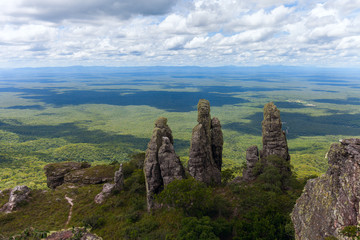 boundless expanse. view from mountains. natural stone pillars. phenomenon. Chiquitania. Bolivia